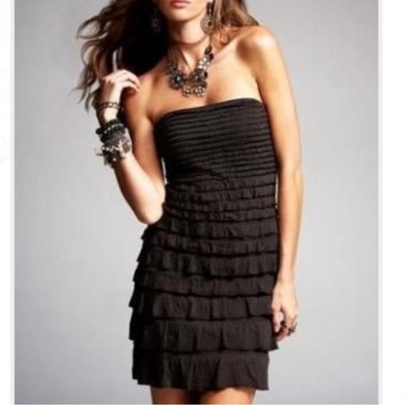 Express Dresses & Skirts - Express hot pink/red stretchy ruffle tube dress XS